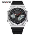SANDA Sports Original Watch : Men's Dual-Display Analog-Digital Waterproof Watch