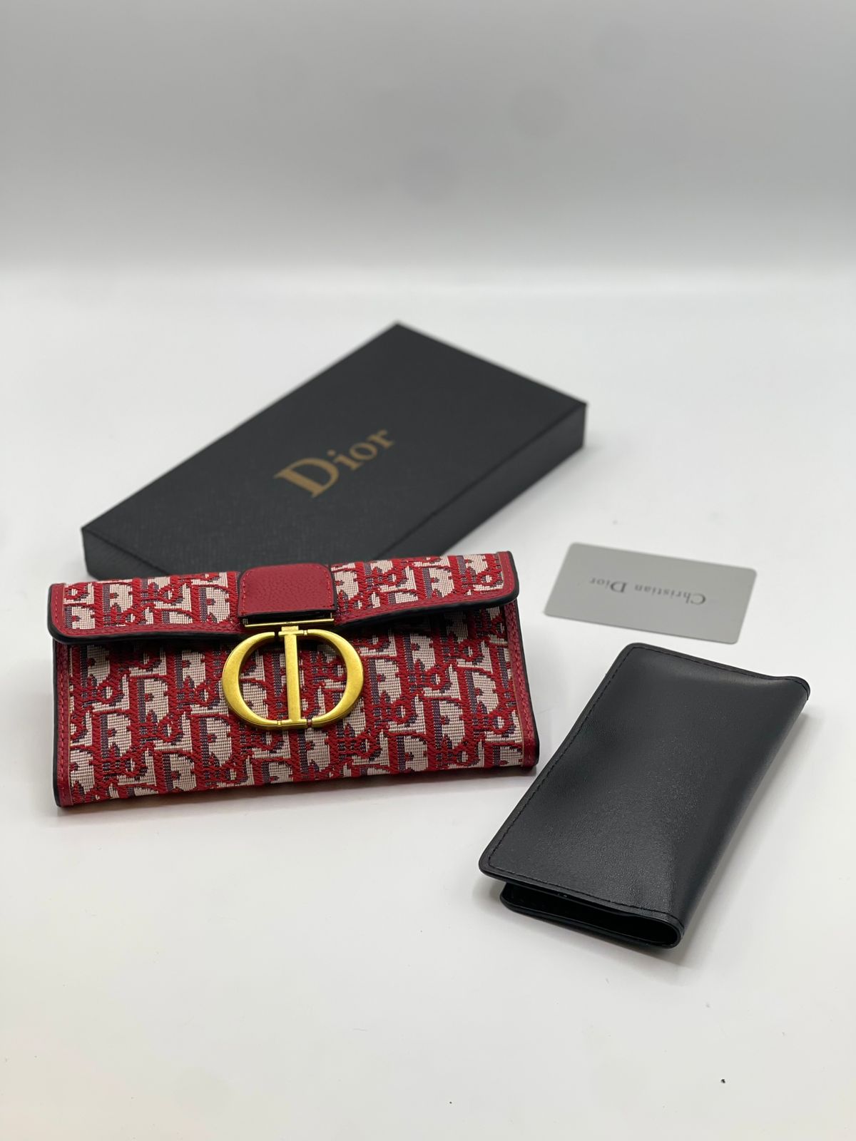 Dior 30 Montaigne Long Wallet in Burgundy Oblique Jacquard