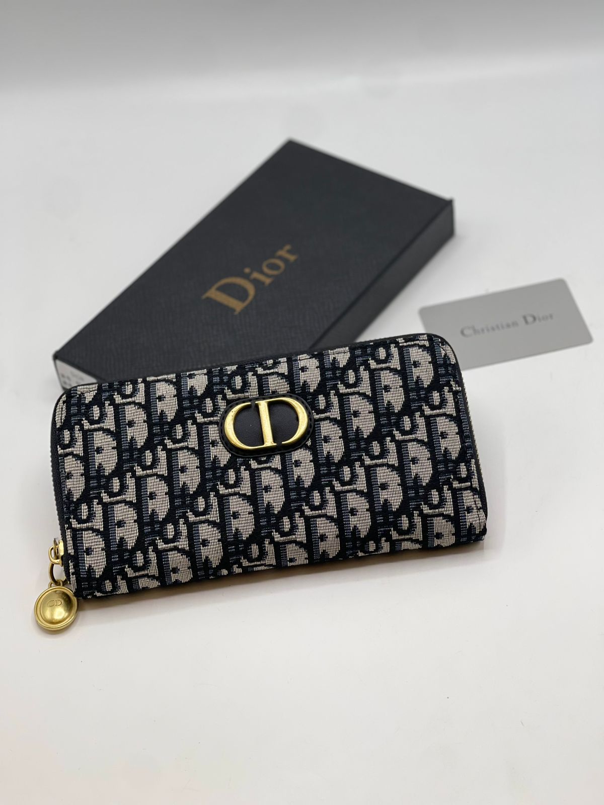 Dior Oblique Canvas Long Zipped Wallet with Gold CD Hardware