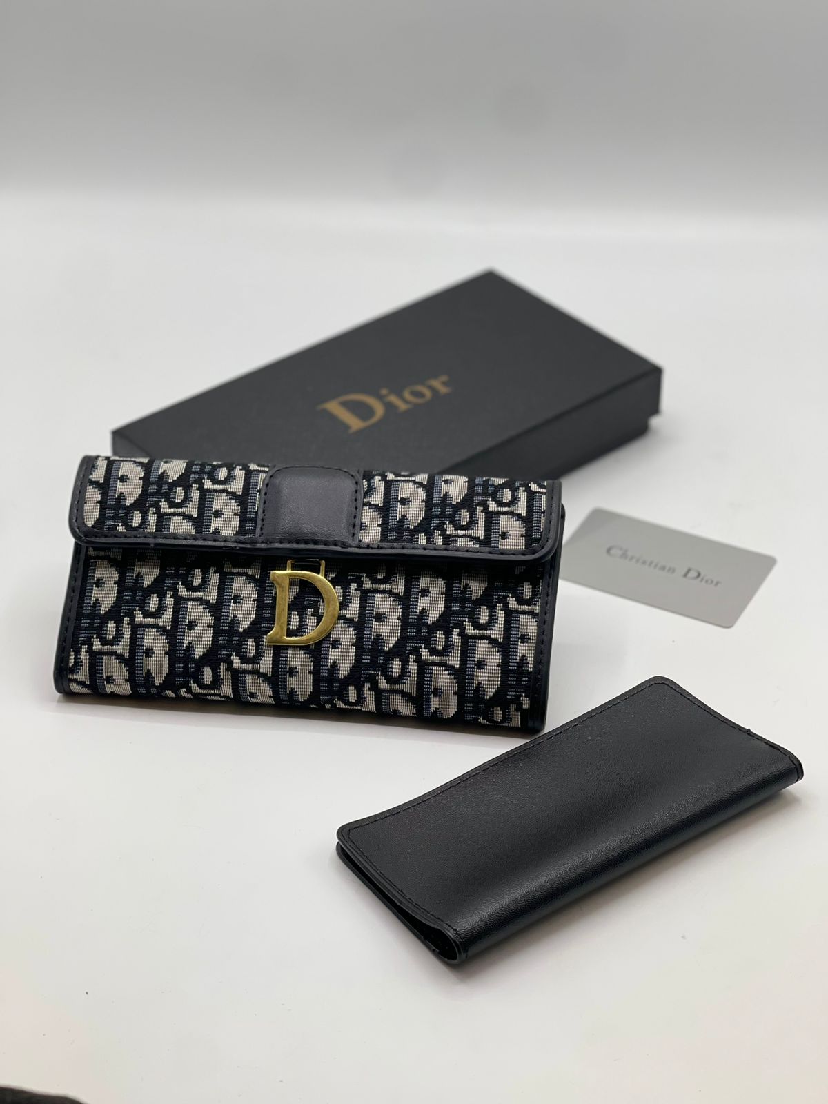 Dior Oblique Monogram Wallet with Gold-Tone 'D' Charm