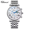 CHENXI Men’s Luxury Chronograph - Silver Stainless Steel Business Watch