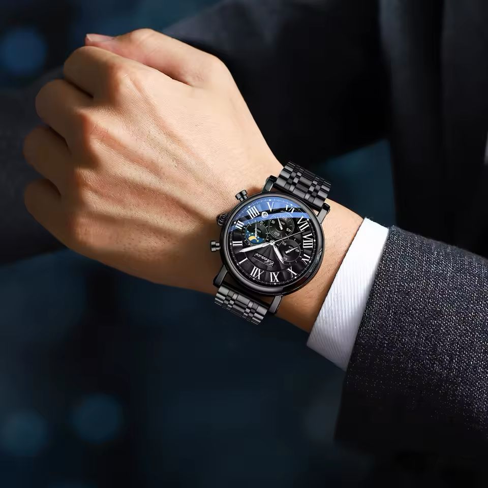 CHENXI Men’s Luxury Chronograph - Black Stainless Steel Business Watch