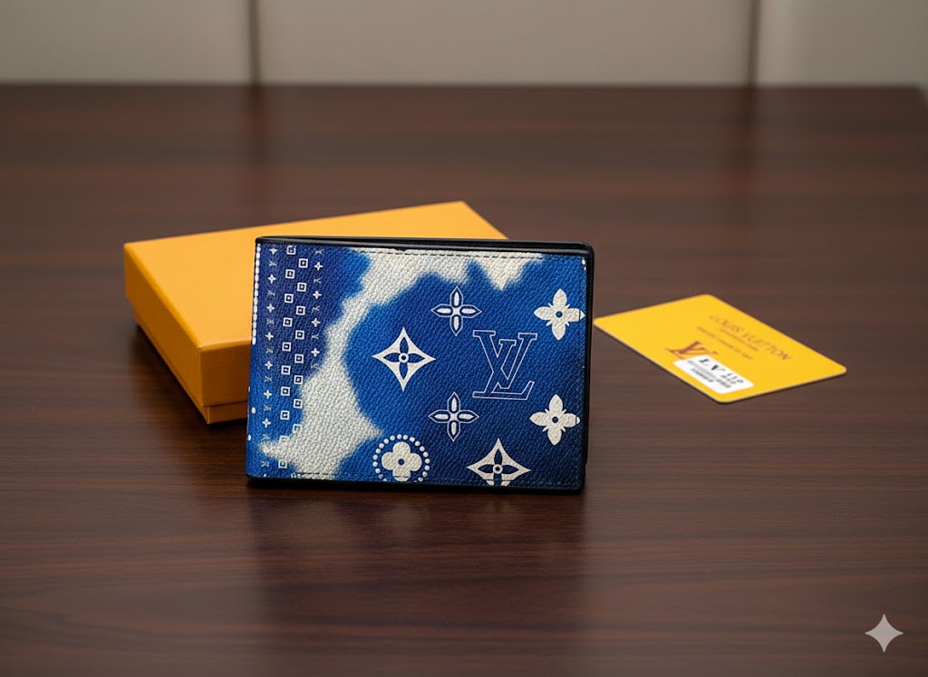 LV Marble-Print Leather Men’s Wallet
