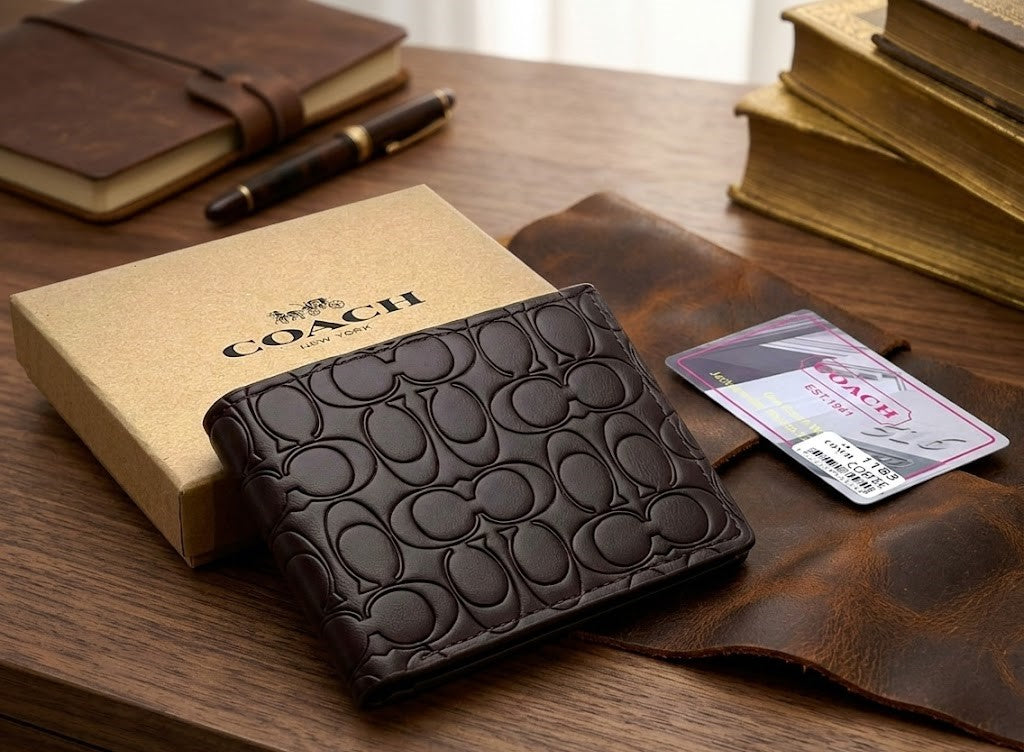 Coach Signature Brown Leather Bifold Wallet